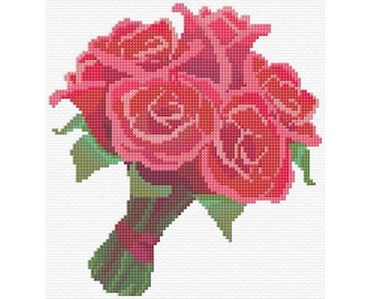 Rose Bouquet Cross Stitch Pattern PDF Pattern Digital Download Rose Bouquet Pattern Gift For Her Wedding Cross Stitch Modern Cross Stitch