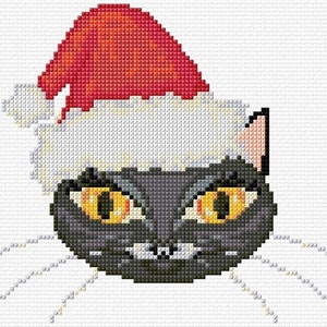 Christmas Cat Cross Stitch Pattern PDF Pattern Digital Download Seasonal Festive Animal Cross Stitch Winter Cross Stitch Modern Feline