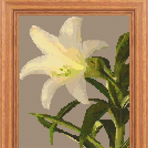 White Lily Cross Stitch Pattern PDF Pattern Digital Download Counted Cross Stitch Lily Embroidery Lily 14ct Pattern Floral Embroidery