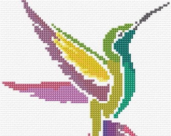 Hummingbird Cross Stitch Pattern PDF Pattern Digital Download Counted Cross Stitch Animal Cross Stitch Modern Cross Stitch Colourful Bird