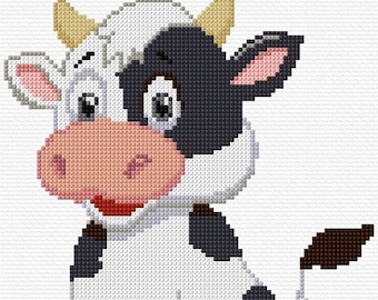 Cute Cow Cross Stitch Pattern PDF Pattern Digital Download Counted Cross Stitch Animal Pattern Farm Animal Kids Sewing DMC Cross Stitch