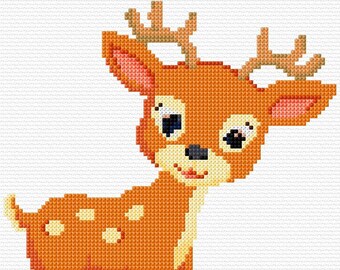 Cerf Cross Stitch Pattern PDF Pattern Digital Download Modern Cross Stitch Animal Cross Stitch Cute Deer Reindeer Counted Cross Stitch