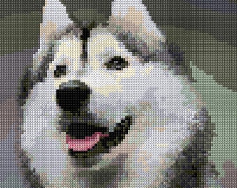 Husky Cross Stitch Pattern PDF Pattern Digital Download Counted Cross Stitch Dog Animal Snow Dog Domestic Pet DMC Colours 14ct