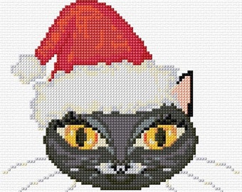 Weihnachten Katze Kreuzstich Muster PDF Muster digitaler Download Jahreszeitlich Festliche Tier Kreuzstich Winter Kreuzstich Modern Feline