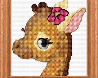 Giraffe Cross Stitch Pattern PDF Pattern Digital Download Kids Children's Animals Cross Stitch Counted Cross Stitch DMC Colours 14ct