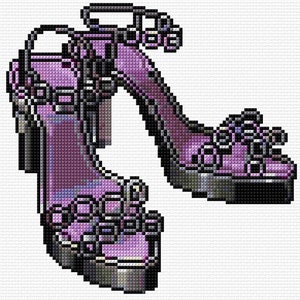 Purple Heels Stilettos Cross Stitch Pattern PDF Pattern Digital Download Gift For Her Birthday Gift Purple Cross Stitch Party Cross Stitch