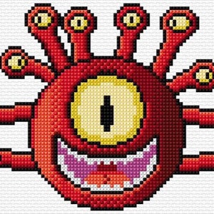 Red Monster Cross Stitch Pattern PDF Pattern Digital Download Modern Cross Stitch Gift For Kids Scary Cross Stitch Animal Cross Stitch