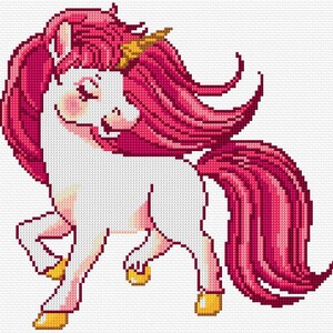 Pink Unicorn Cross Stitch Pattern PDF Pattern Digital Download Animal Cross Stitch Mythical Creature Gift For Her Modern Cross Stitch