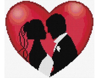 Wedding Cross Stitch Pattern PDF Pattern Digital Download Modern Cross Stitch Gift For couple I Love You Wedding Sampler Wedding Love