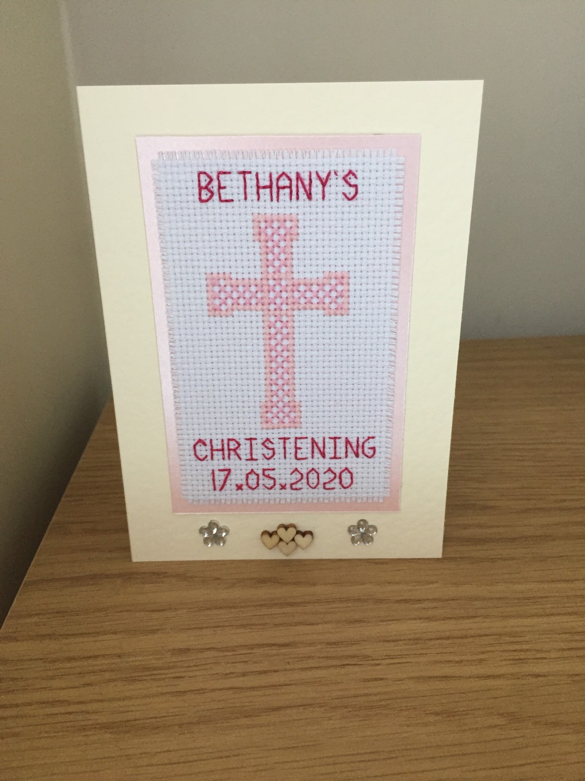 Personalised Christening Cross Stitch Card Baby Girl Gift Etsy