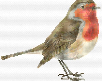 Robin Cross Stitch Pattern PDF Pattern Digital Download Garden Bird 14ct Modern Cross Stitch Animal Cross Stitch Wild Bird Christmas Gift