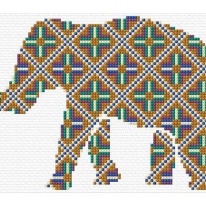Geometric Elephant Cross Stitch Pattern PDF Pattern Digital Download Counted Cross Stitch Animal Cross Stitch DMC Colours
