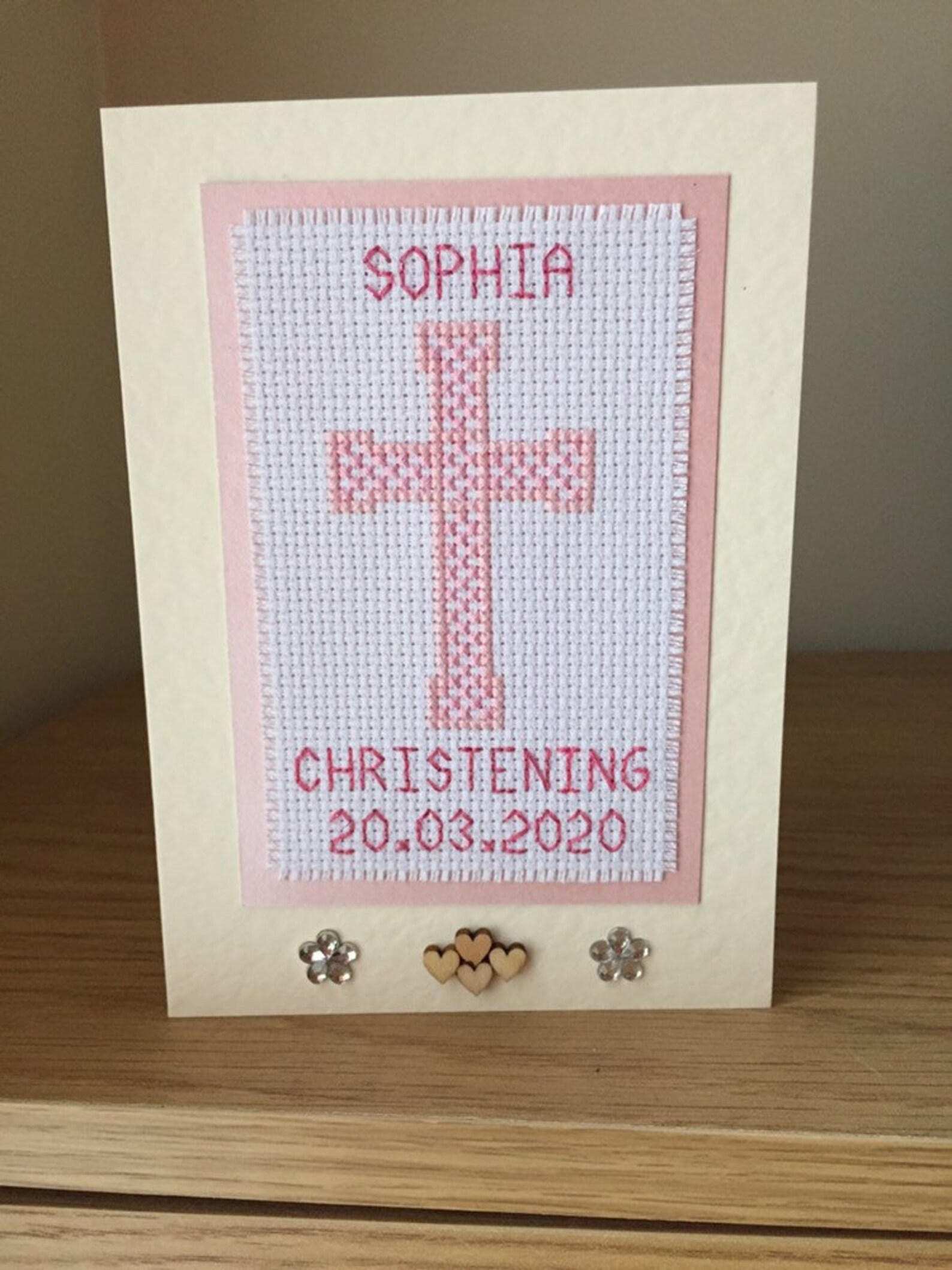Personalised Christening Cross Stitch Card Baby Girl Gift Etsy