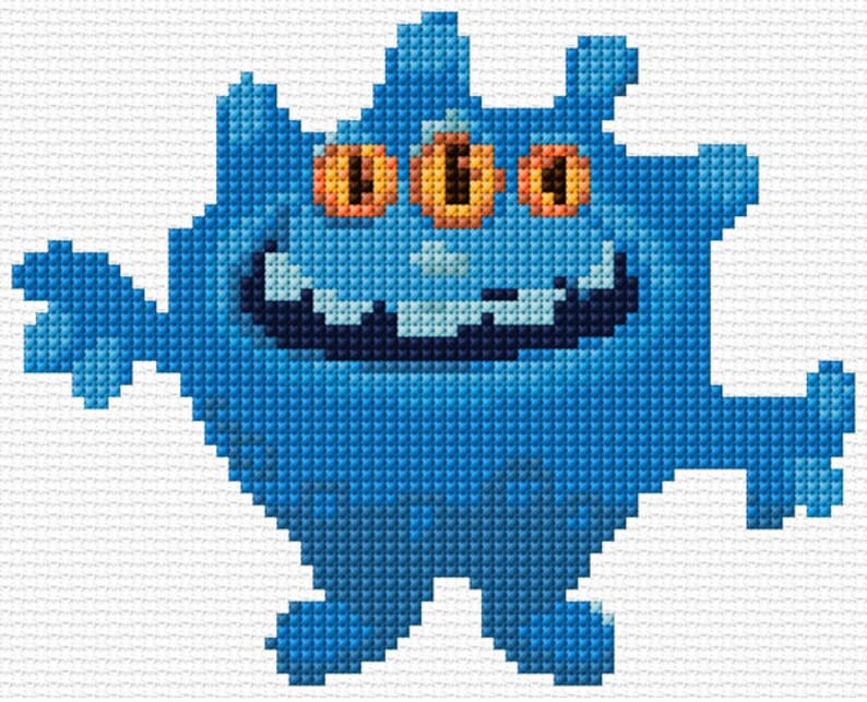 Blue Monster Cross Stitch Pattern PDF Pattern Digital Download | Etsy