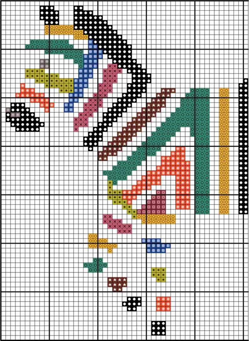 Colourful Zebra Cross Stitch Pattern PDF Pattern Digital Download Counted Cross Stitch Animal Cross Stitch Vintage DMC Colours image 3