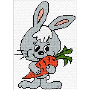 Bunny Cross Stitch Pattern PDF Pattern Digital Download Easter Cross Stitch Rabbit Cross Stitch Cute Bunny 14ct Kids Crafts Easter Card