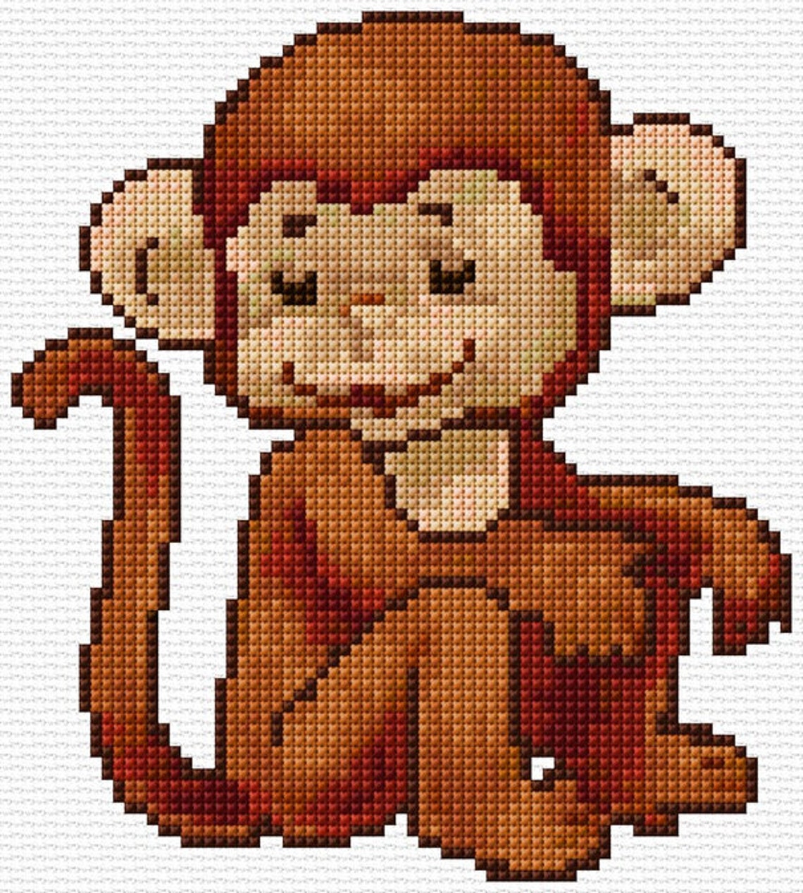 Cute Monkey Cross Stitch Pattern PDF Pattern Digital Download Counted ...