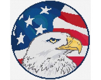 American Eagle Cross Stitch Pattern PDF Pattern Digital Download Counted Cross Stitch Bird Of Prey USA Cross Stitch USA Pattern