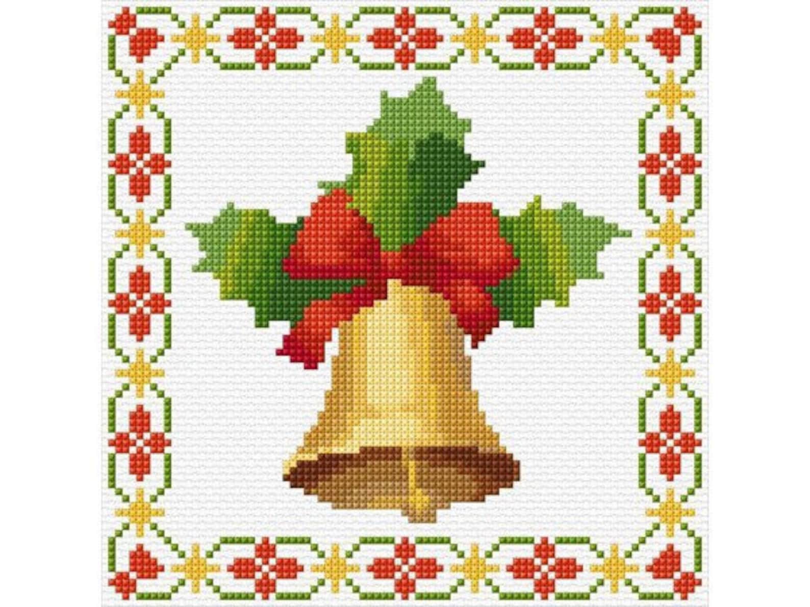 Christmas Bell With Border Cross Stitch Pattern PDF Pattern  Etsy
