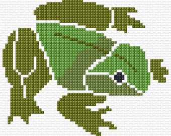 Small Frog Cross Stitch Pattern PDF Pattern Digital Download Modern Cross Stitch Animal Cross Stitch Green Frog Crochet Frog And Toad