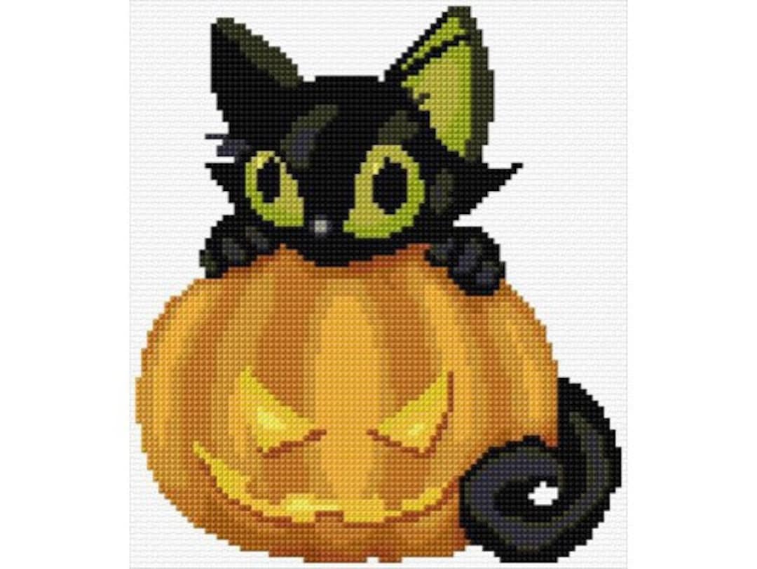 Halloween Pumpkin and Cat Cross Stitch Pattern PDF Pattern Digital ...