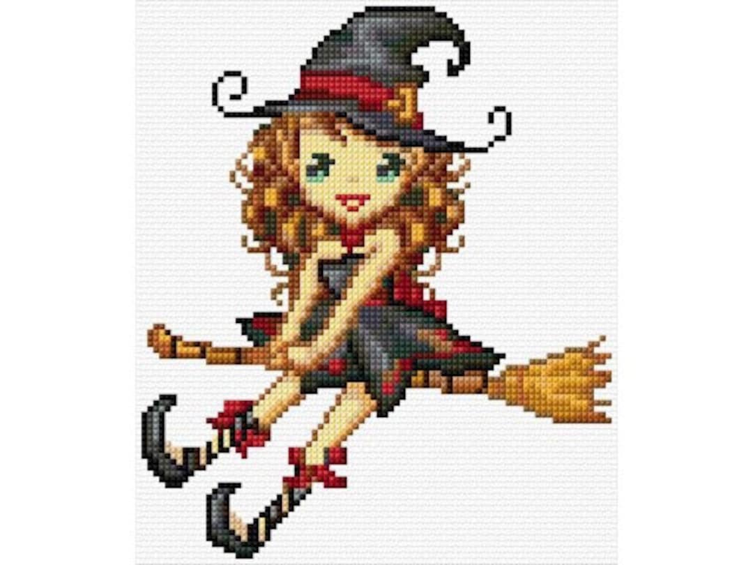Halloween Witch Cross Stitch Pattern PDF Digital Download Counted Cross ...