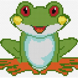 Small Frog Cross Stitch Pattern PDF Pattern Digital Download Counted Cross Stitch Amphibian Water Mammal Animal Pond DMC Colours 14ct