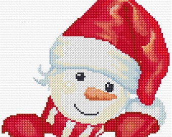 Christmas Snowman Cross Stitch Pattern PDF Pattern Digital Download Christmas Gift Festive Cross Stitch Modern Cross Stitch 14ct Christmas