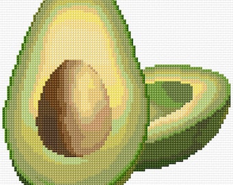 Avocado Cross Stitch Pattern PDF Pattern Digital Pattern Counted Cross Stitch Vegan Cross Stitch Green Cross Stitch Vegetable 14ct