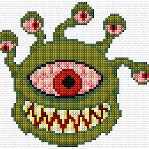 Green Monster Cross Stitch Pattern PDF Pattern Digital Download Kids Gift For Kids Animal Cross Stitch Scary Monster Modern Cross Stitch