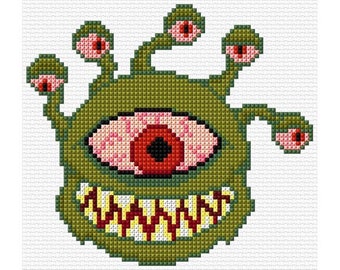 Green Monster Cross Stitch Pattern PDF Pattern Digital Download Kids Gift For Kids Animal Cross Stitch Scary Monster Modern Cross Stitch