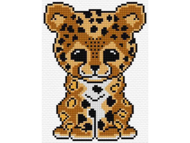 Leopard Cross Stitch Pattern PDF Digital Download DMC Threads Big Cat