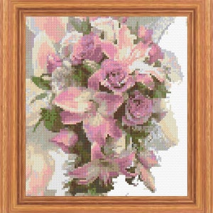 Lily Bouquet Cross Stitch Pattern PDF Pattern Digital Download Modern Cross Stitch Gift For Her Wedding Cross Stitch Wedding Flowers