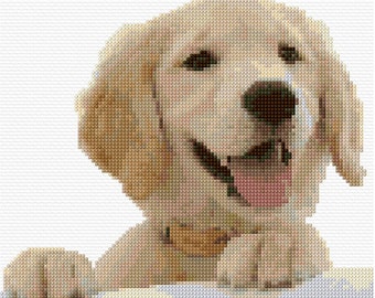 Labrador Puppy Cross Stitch Pattern PDF Pattern Digital Download Counted Cross Stitch Animals Domestic Pet Dog DMC Colours 14ct