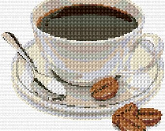 Coffee Cup/Mug Cross Stitch Pattern PDF Pattern Digital Download DMC Cross Stitch 14ct Coffee Shop Hot Drinks Modern Cross Stitch