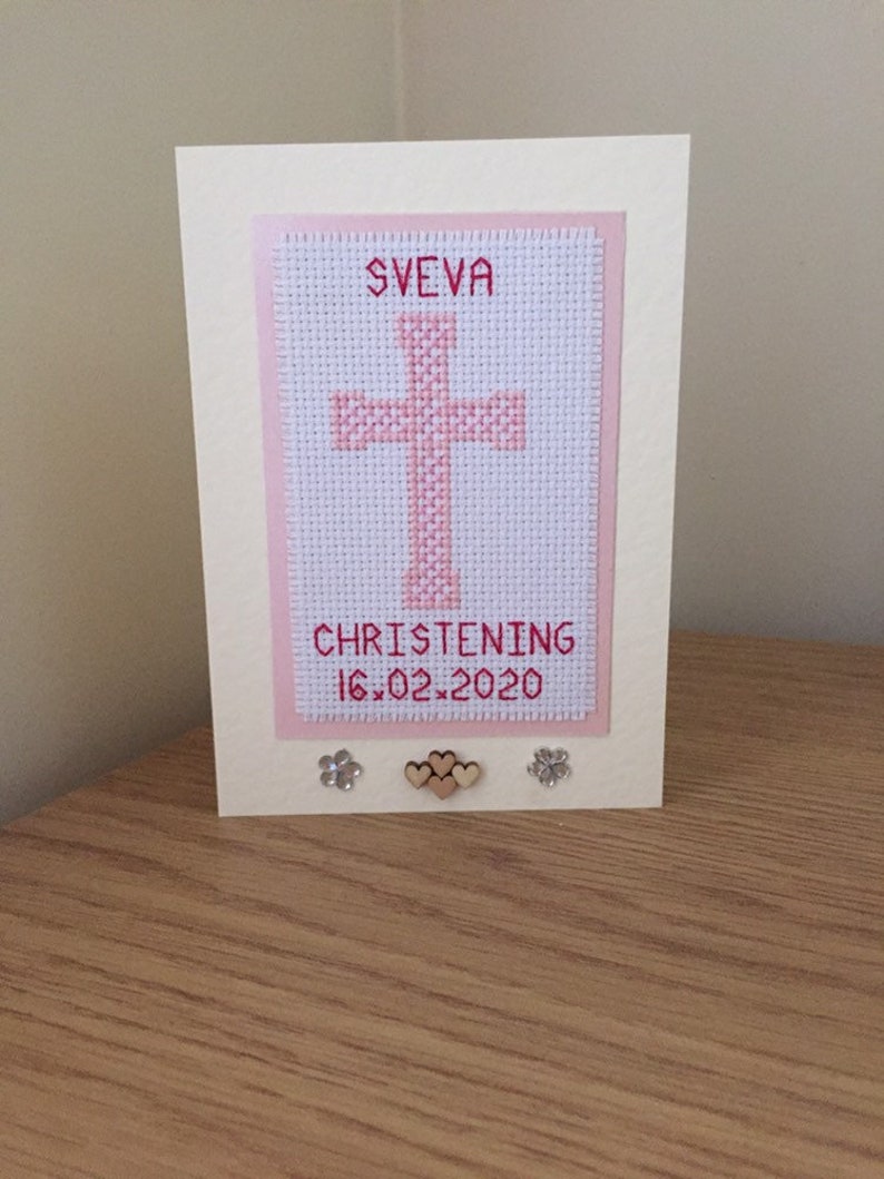 Personalised Christening Cross Stitch Card Baby Girl Gift Etsy