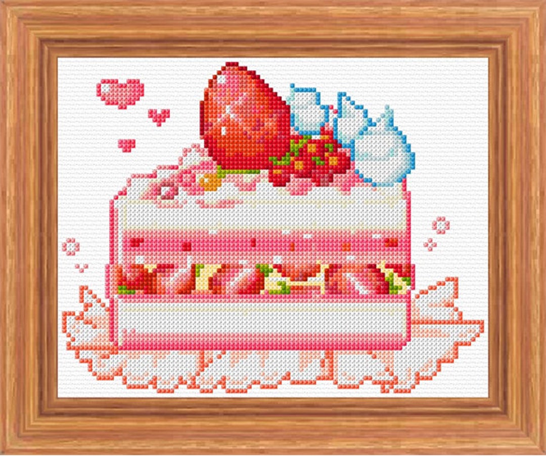 Strawberry Cake Piece Cross Stitch Pattern PDF Pattern Digital Download ...