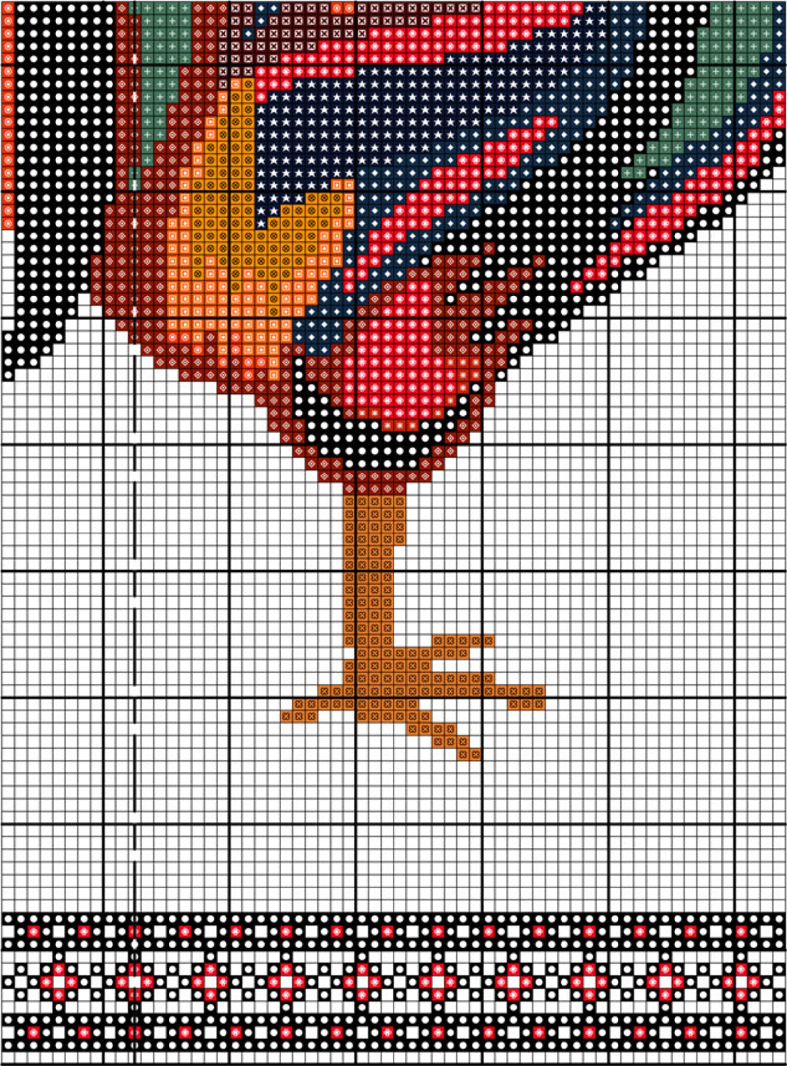 Colourful Rooster Cross Stitch Pattern PDF Pattern Digital - Etsy UK