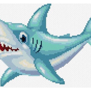 Shark Cross Stitch Pattern PDF Pattern Digital Download Counted Cross Stitch Sea Animals Marine DMC Colours