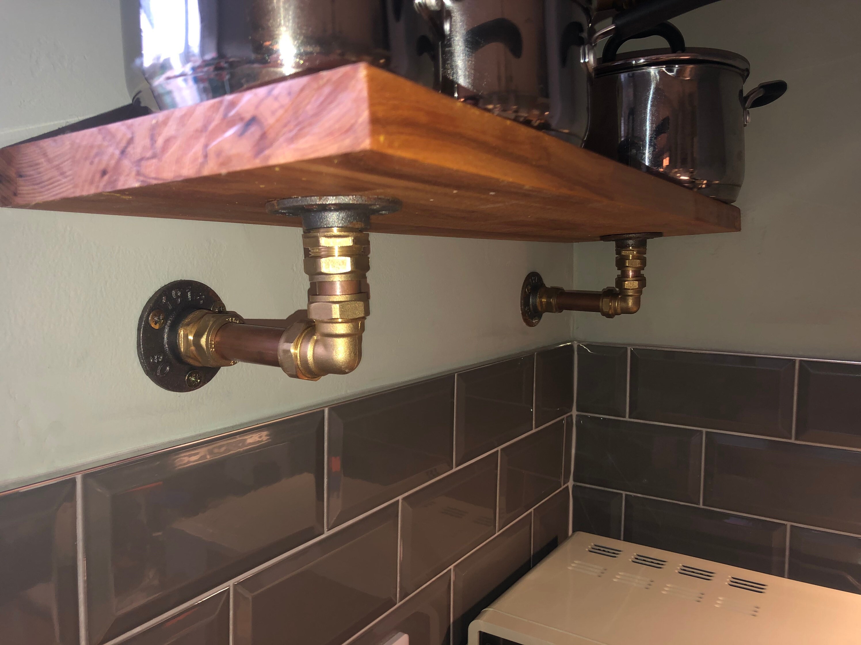 Copper pipe and brass compression shelf bracket Etsy