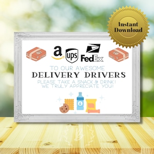 Delivery Driver Snack Sign - Instant Download Printable - Hospitality UPS Usps FedEx Drivers Mail Carrier