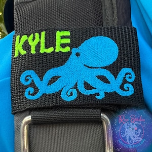 Tako (Octopus) | Personalized & Customizable Scuba Diver BCD Identification Tag | Scuba Diver Gift | Made on Maui | Embroidered Tag
