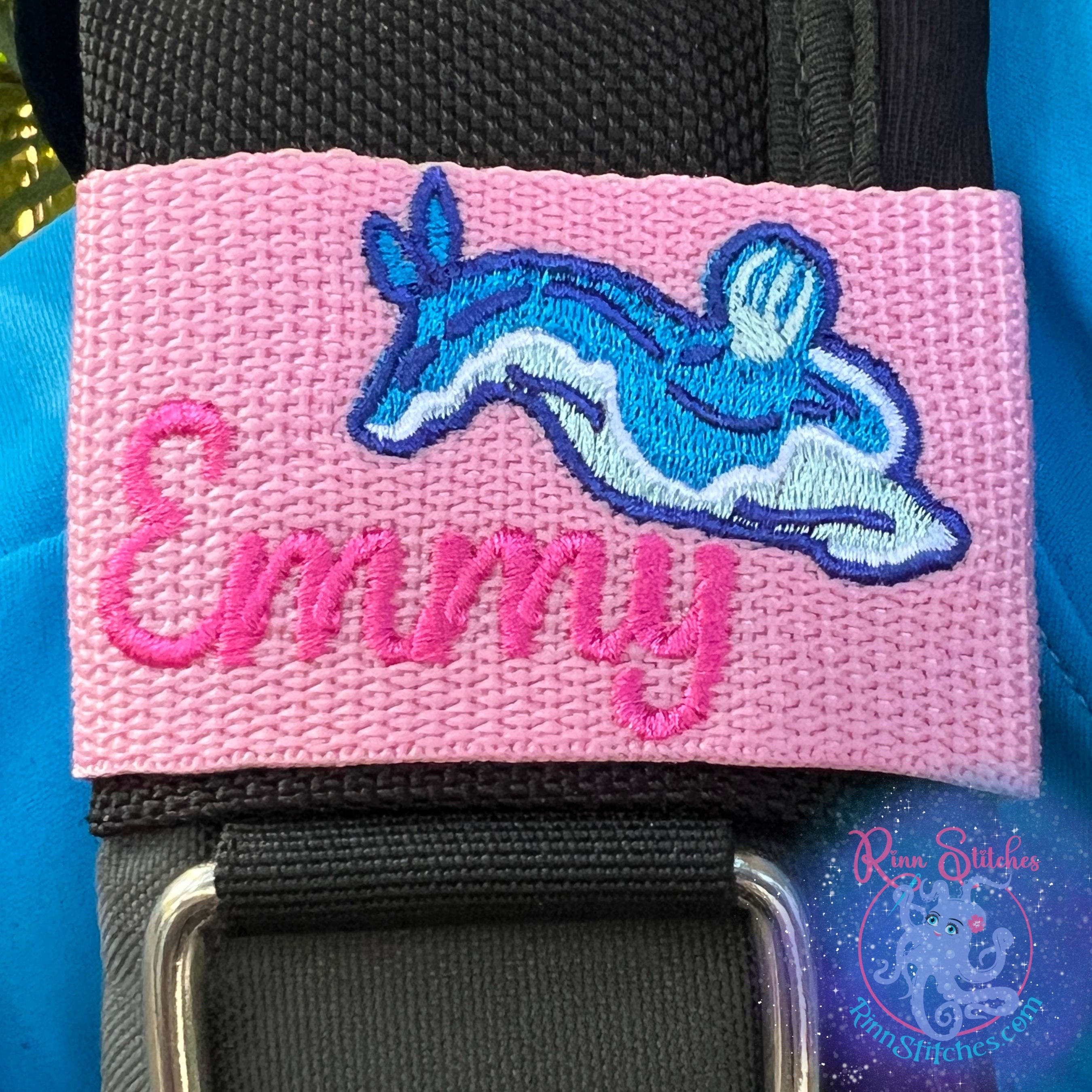 青いウミウシの刺繍入りBCDタグ：パーソナライズされたスキューバ 