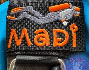 カスタムネームスキューバダイビングタグ、パーソナライズされた刺繍
