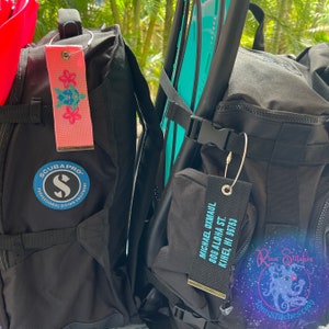 Scuba Gear Bag Tag, Scuba Diving Bag Tags | Luggage Tags | Embroidered ID Tags for all your travel needs - Choose any design in our shop!