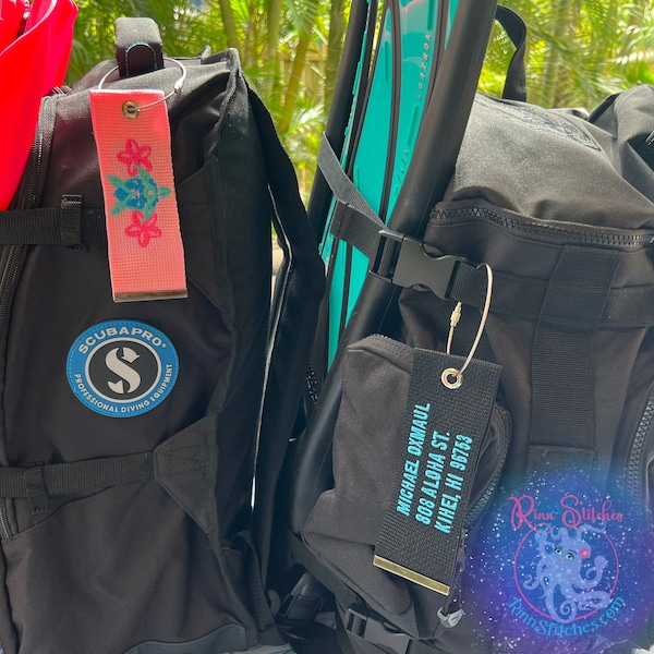 Personalized Scuba Diving Bag Tag: Embroidered Luggage ID