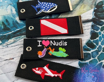 Luggage Tag, Gear Bag, Scuba Diving Bag Tags | Embroidered ID Tags for all your travel needs - Choose any design in our shop! Rinn Stitches