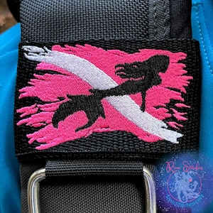 Mermaid Dive Flag BCD Tag - Women&#39;s Dive Day 2024 Exclusive Design | Scuba Diver Gift Embroidered Tag by Rinn Stitches