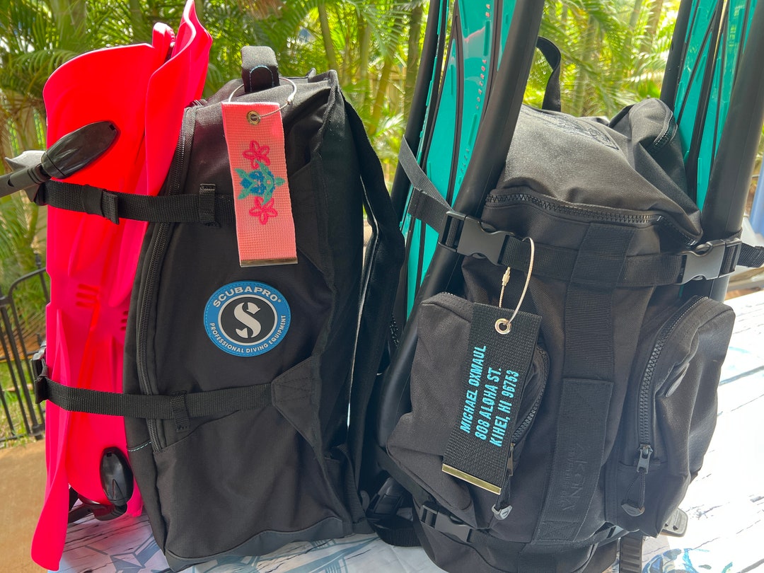 Scuba Gear Bag Tag, Scuba Diving Bag Tags Luggage Tags Embroidered ID