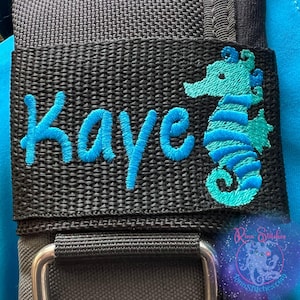 Cute Seahorse | Personalized & Customizable Scuba Diver BCD Identification Tag | Scuba Diver Gift | Made on Maui by Rinn Stitches